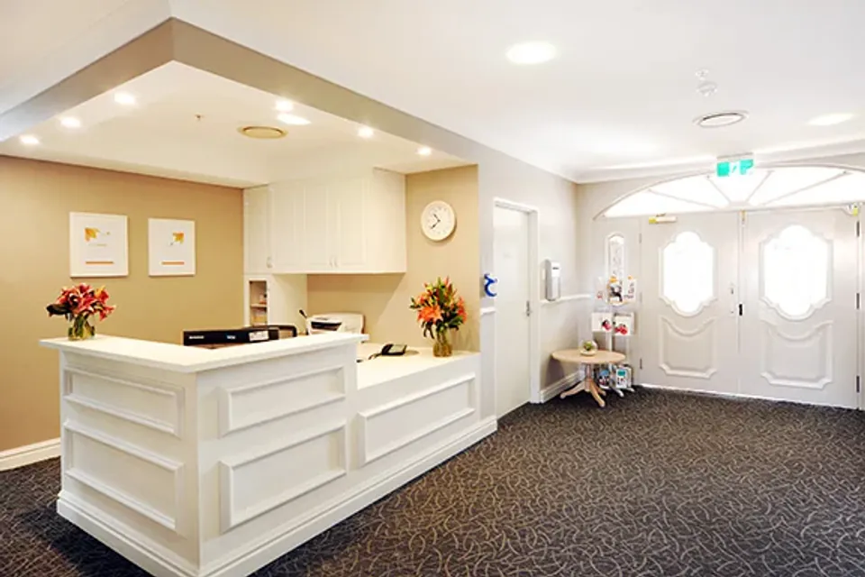 Reception desk near the entrance