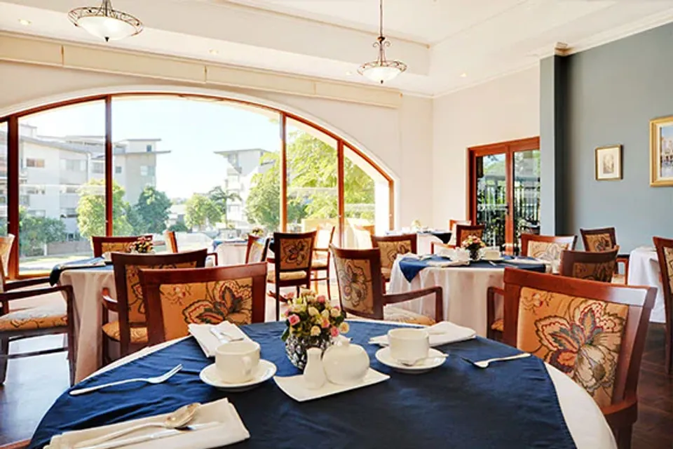 Tables set in the dining room