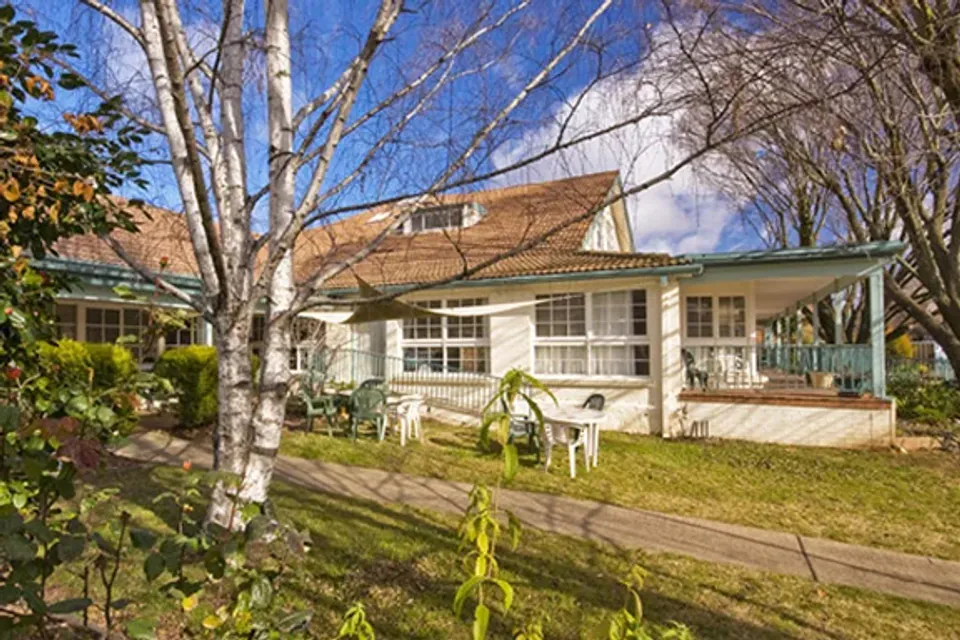 Garden view of the brick residence