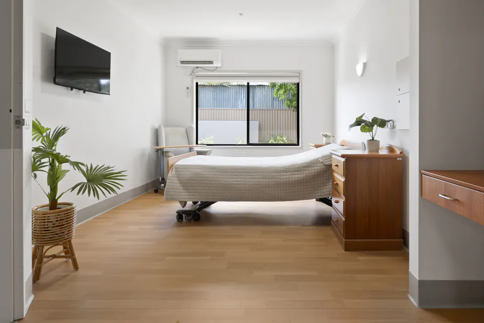 Resident bedroom at the aged care home.