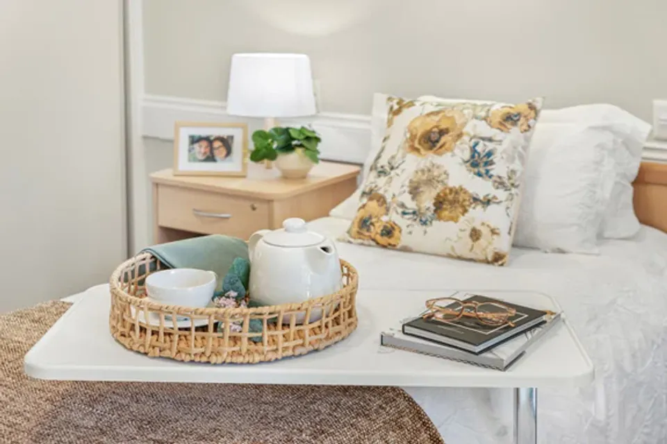 Tea tray on a bed