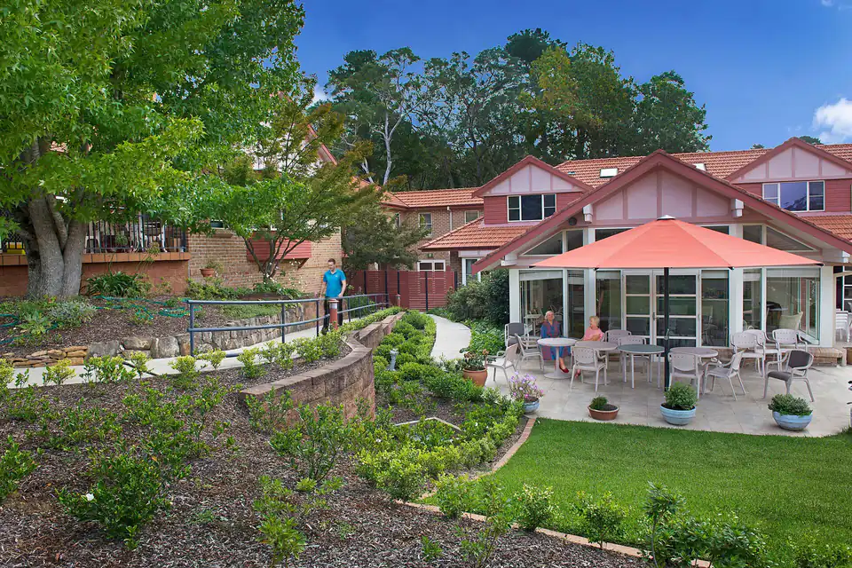 Garden path to the residence and covered patio