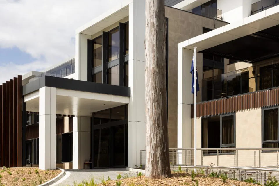 Modern residence entrance and facade