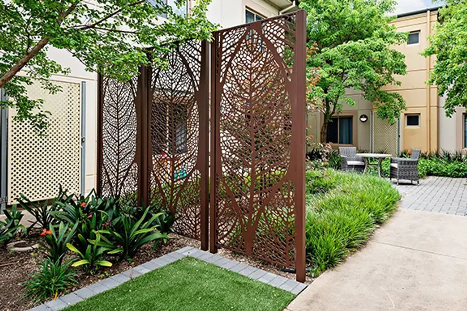 Garden path and decorative screens