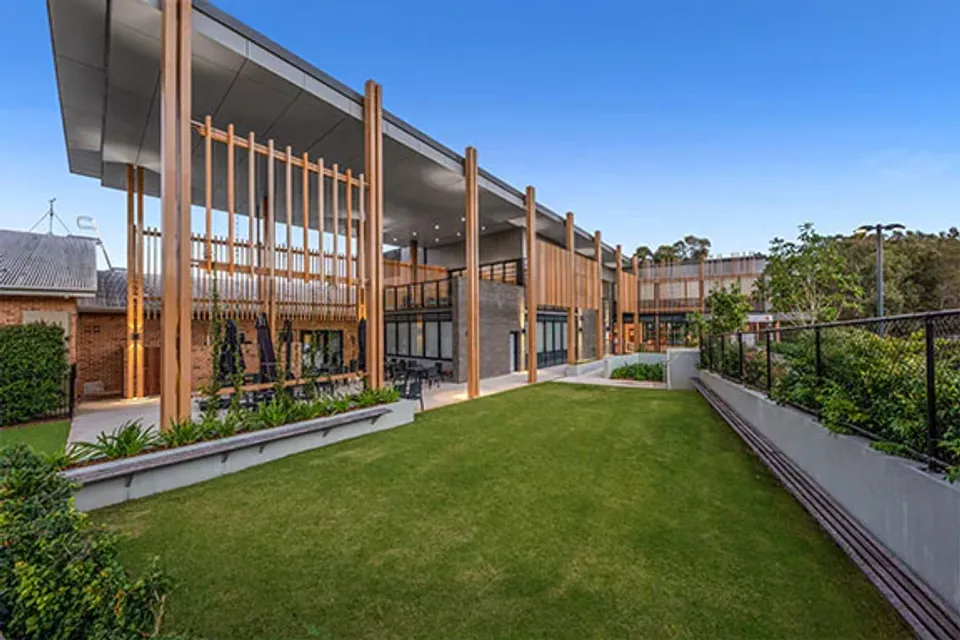Lawn beside the modern residence