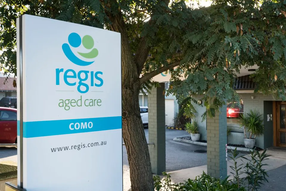 Aged care sign beside the entrance