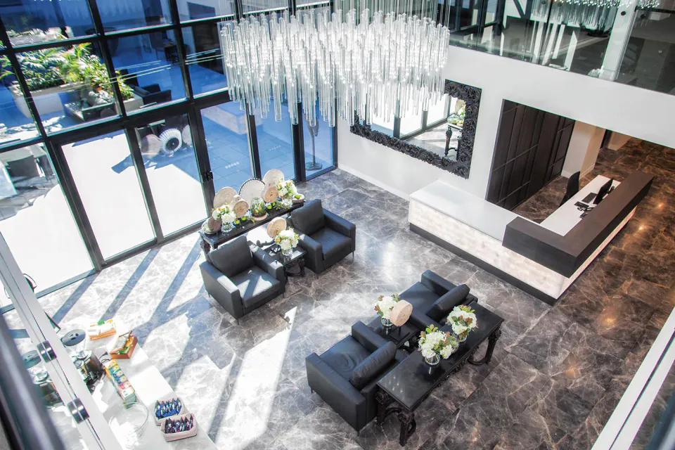 Reception atrium seen from above