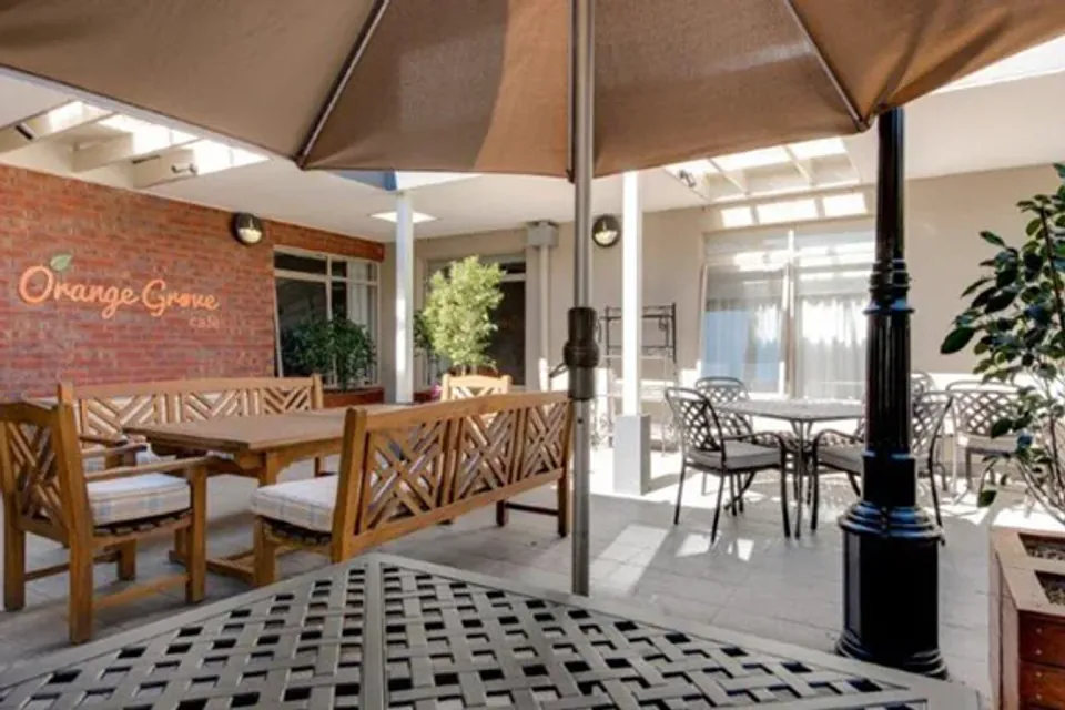 Covered outdoor seating area