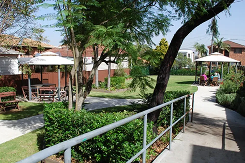 Garden path and outdoor seating