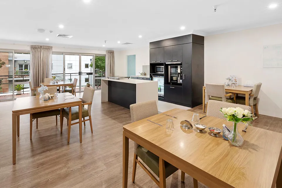 Dining or kitchen area at the aged care home.